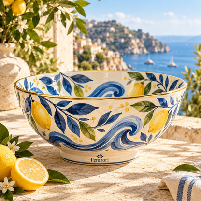 Pemzori Capri Lemon and Wave Serving Bowl