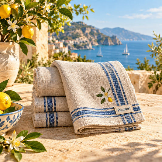 Pemzori Riviera Lemon Stripe Napkins - Set of 4