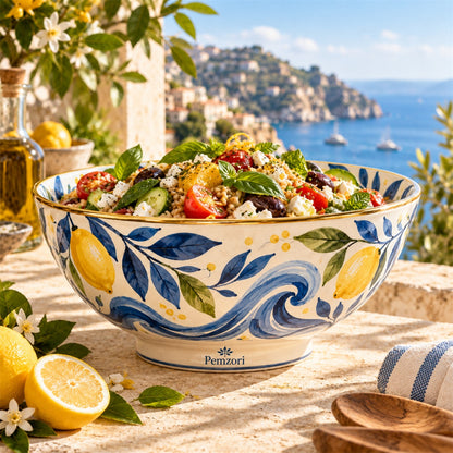 Pemzori Capri Lemon and Wave Serving Bowl