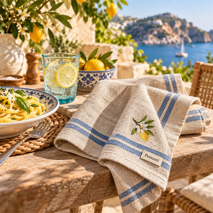 Pemzori Riviera Lemon Stripe Napkins - Set of 4